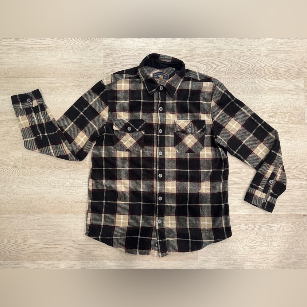 Freedom Foundry Men’s Medium Black/Cream Fleece Button Down Flannel